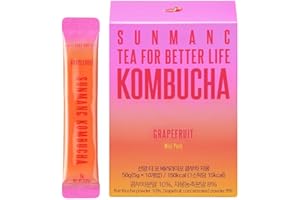 SUNMANC Kombucha 10 packets, Sparkling Probiotic Fermented Drink, Convenient Powdered Drink Mix, Tea Powder, Low Calories, Sugar 0g, Low Caffeine (Grapefruit)