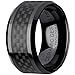 Black Ceramic Ring With Black Carbon Fiber by CERAMIC GESTALT® - 10mm. Comfort Fit.