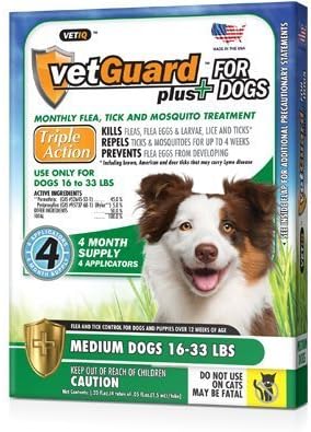 Vetguard Plus for Dogs 8 Month Supply (in 2 Pak) (Medium Dogs 16-33 Lbs) by VetGuard Plus
