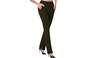 Work Pants Women High Waisted Business Casual Dress Pant Stretch Comfy Pull on Bootcut Yoga Pants Slacks with Pocket