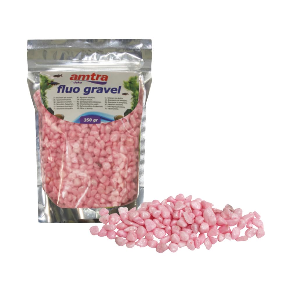 Amtra Fluo Gravel - Aquarium Decorative, Ceramic Bottom Gravel, for Freshwater and Saltwater Aquarium, Dust Free, Pink, 350g