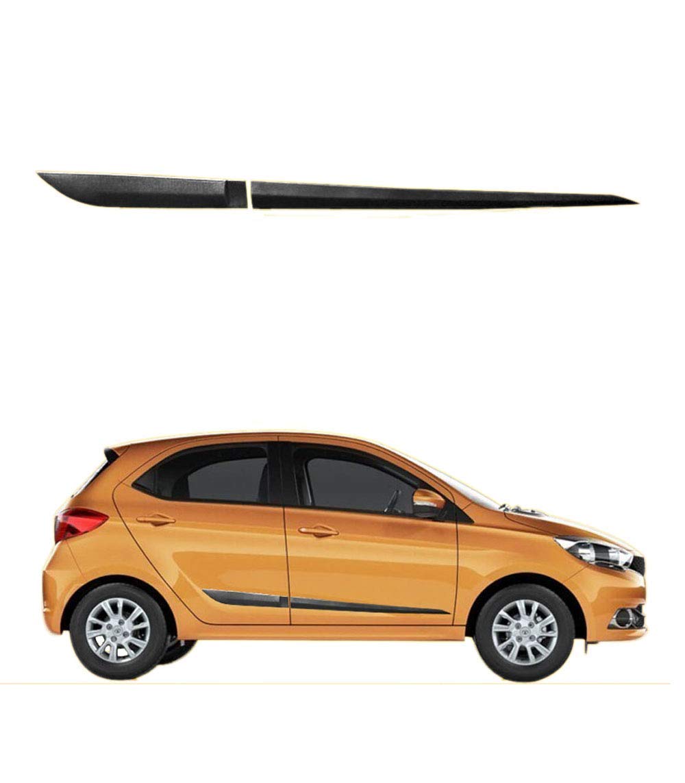 AUTOXYGEN Side Door Beading Black Door Protector for Tata Tiago (Set Of