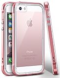 iPhone SE Case, Ansiwee Reinforced PC Frame Highly Durable Crystal Slim Shock-Absorption Flexible Soft Rubber TPU Bumper Hybrid Protective Case for Apple iPhone SE/iPhone 5s 5 (Rose Gold)