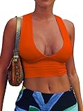 AEPEBO Sexy Crop Tops for Women Deep V Neck Back