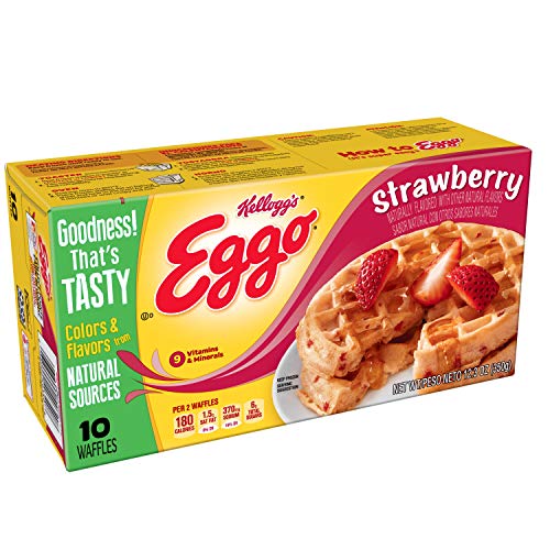 Kellogg’s Eggo, Frozen Waffles, Strawberry, Easy Breakfast, 12.3 oz Box (10 Count)