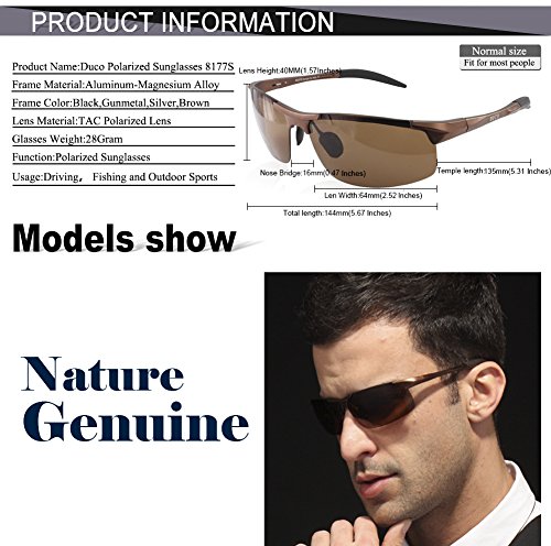 Duco Men's Sports Style Polarized Sunglasses Driver Glasses 8177S (Brown Frame,Brown Lens)