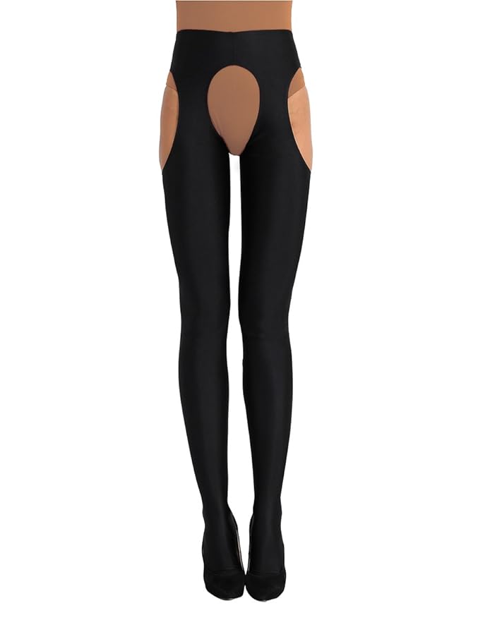 YiZYiF Damen Strumpfhose mit Offenem Schritt Ouvert-Legging Stretchy Bodystockings Pants Strapsstrumpfhose Frauen Hose Lang