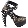 SHOW-STORY-Rock-Black-Gold-Solar-Totem-Stud-Ankle-Strap-Platform-Bone-Heel-PumpsLF80638