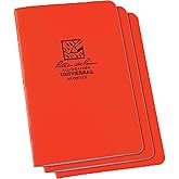 Rite In The Rain Weatherproof Stapled Notebook, 4.625" x 7", Orange Cover, Universal Pattern, 3 Pack (No. OR71FX)