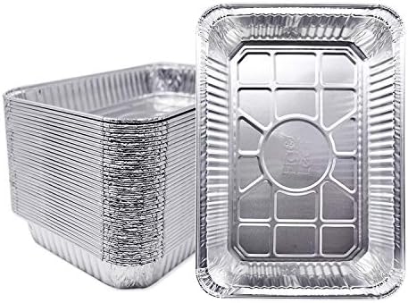 (30 Pack) Disposable Aluminum Foil Drip Pans Model #6416 l Large Size 13.1″ x 9.1″ x 2.0 l Perfect Fit for Weber Spirit, Genesis or charcoal grills. Holds Meat, Dishes, and for Indirect Grill Cooking