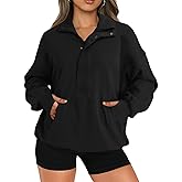 Bellcoco Sweatshirt for Women Long Sleeve Button Henley Neck Pullover Tops 3/4 Zip Up Stand Collar Fall Fashion Outfits