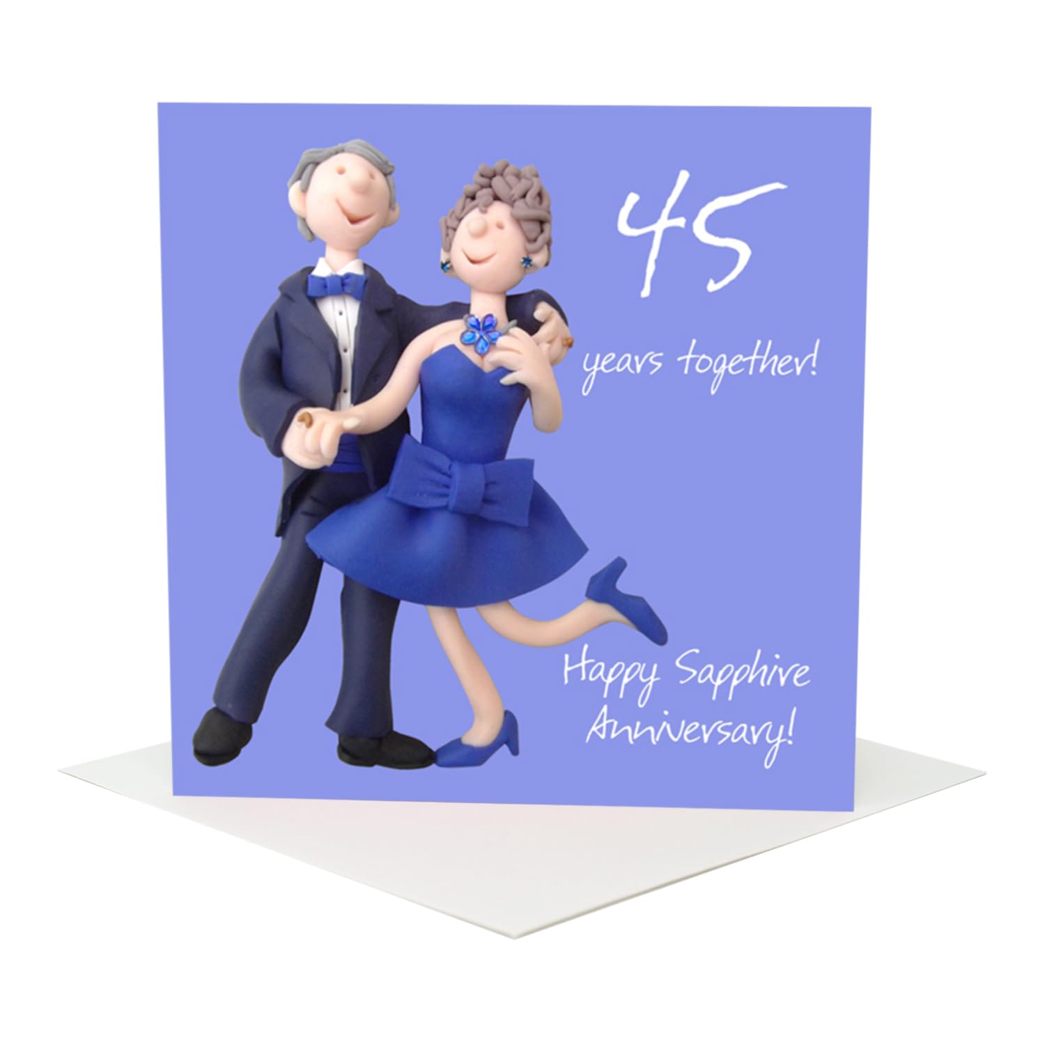 Holy Mackerel 45th wedding anniversary card, sapphire anniversary card for husband wife parents couple, funny 45 years married greeting card, 15 cm square card with envelope, blank inside