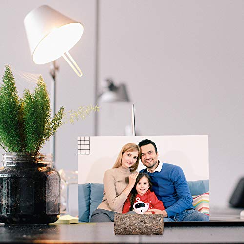 senover Rustic Real Wood Place Card Holders Table Numbers Holder Stand Memo Holder Card Photo Picture Note Clip Holders for Wedding Party Christmas Table Number Sign - Thumbnail 2