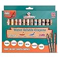 Channie's 3 in 1 Water Soluble Crayons for Kids with Free Paint Brush & Sharpener, 12 Color Set