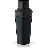Viski Titanium Cocktail Shaker, Cobbler Shaker with Brushed Finish, Built-In Strainer and Cap, 18.5 Oz, Set of 1, Black