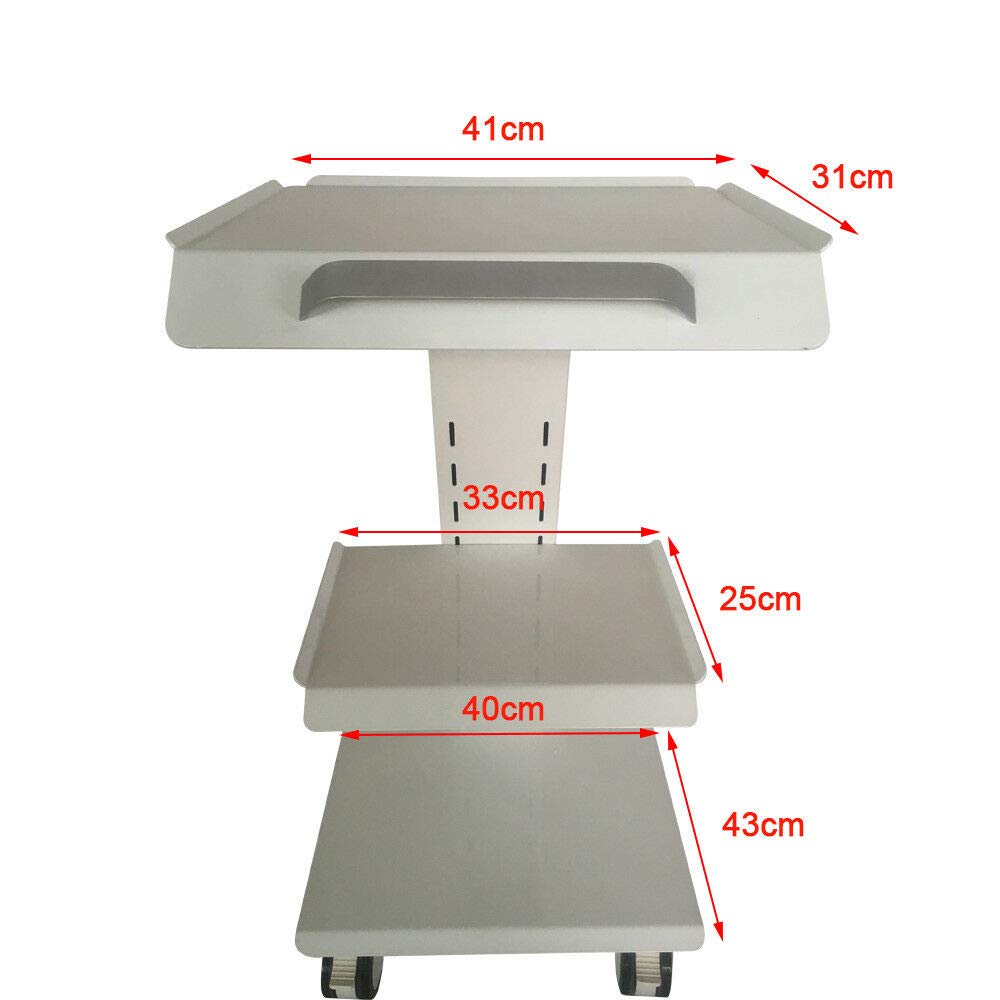 Multi-Function Metal Built-in Socket Tool De-ntal Lab Mobile Cart Trolley 3 Layers Salon Roller Beauty Instrument Tray Rolling Cart With Silent Foot Brakes (Off-white): Beauty
