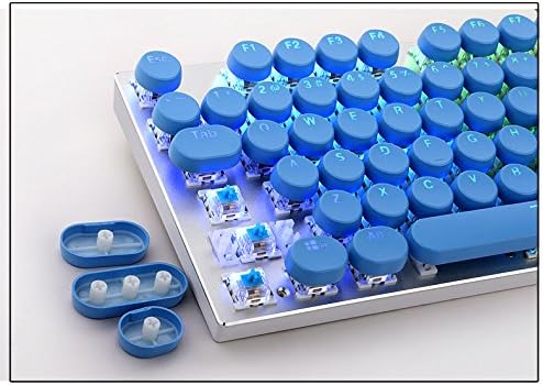 E-Element kecaps 104 Double Shot Injection Backlit Keycaps Retro Typewriter Style for all Mechanical Keyboards (Black) (sky blue)