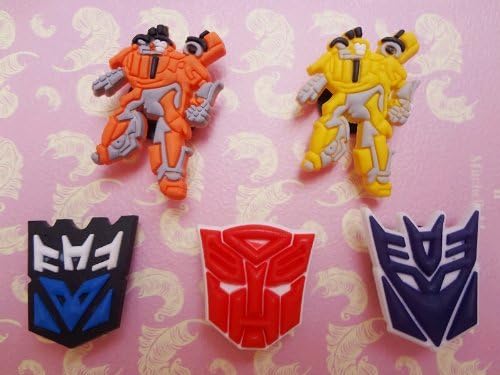 Set of 5 Transformers Optimus Prime Bumblebee and Team Shoe Charm Decorations