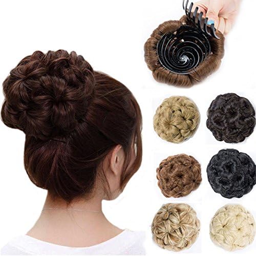 Elegant Drawstring Chignon Clip in Hair Bun Extension Donut Claw Jaw Updo Synthetic Combs Hair Scrunchies