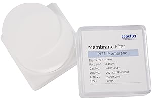 COBETTER 100 PCS PTFE Disc Membrane Filters Hydrophobic 47mm 0.1µm Pore Size