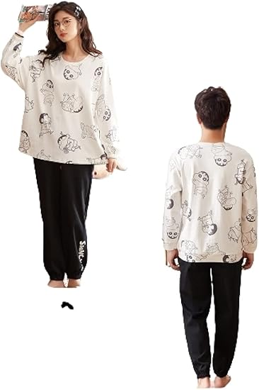 Amazon Co Jp クレヨンしんちゃん シロ ペア パジャマ 部屋着 ルームウェア 寝巻き カップル 夫婦 メンズ レディース 春夏秋冬 綿100 上下セット 長袖 ペア 結婚祝い プレゼント 通気 肌に優しい 可愛い おしゃれ 敏感肌 彼女 彼氏 服 ファッション小物