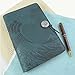 Hokusai Wave American-Made Embossed Leather Writing Journal, Navy Blue, 6 x 9-inch + Refillable Hard Bound Insert