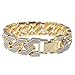 Sand Blast Bracelet Cuban Chain Bling Links Hip Hop Gold Tone Heavy 18 MM Wide Mens 8.5