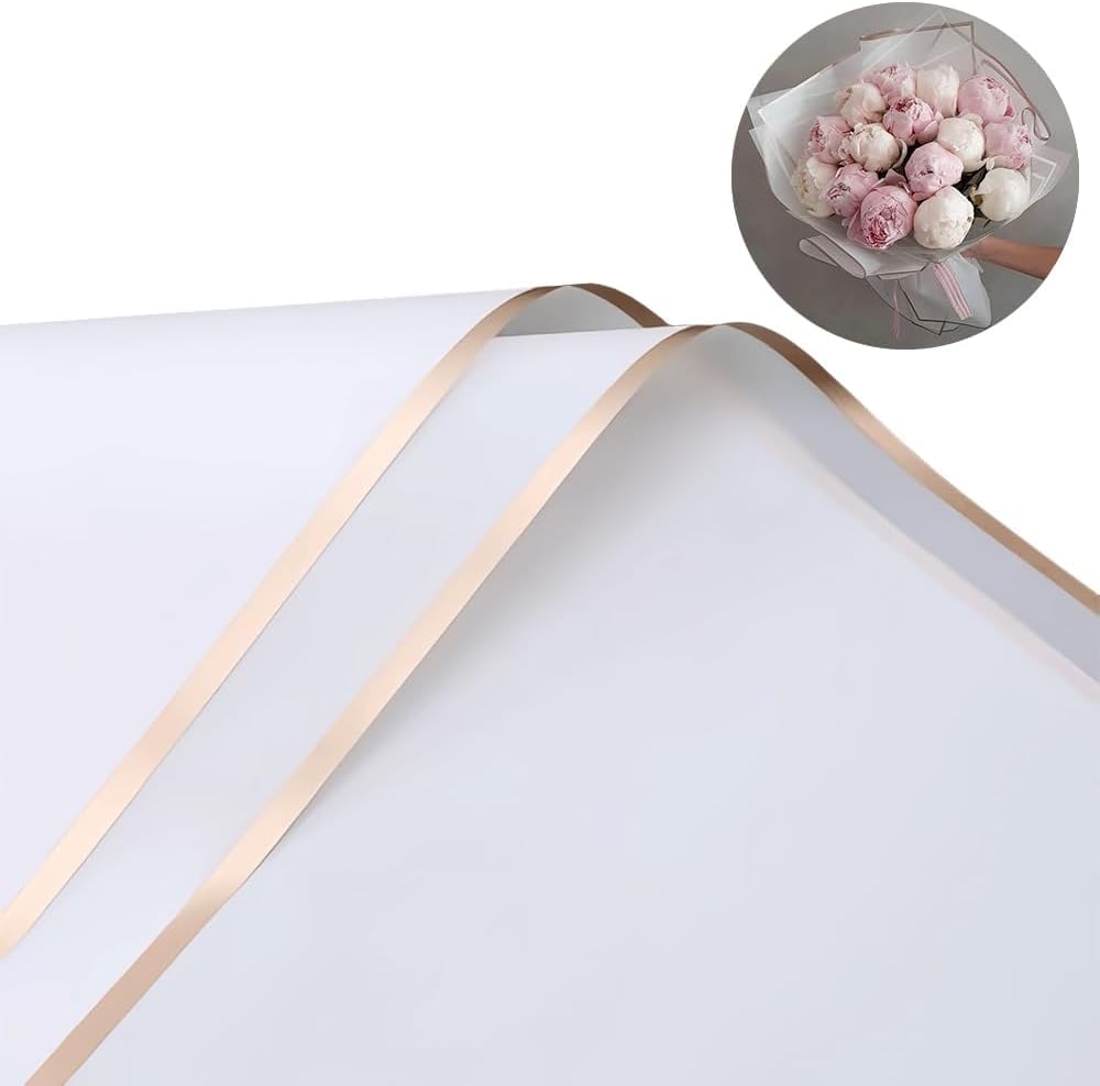 BBJ WRAPS Korean Style Waterproof Floral Wrapping Paper Sheets Fresh Flower Bouquet Wrap Gift Packaging Florist Supplies, 20 Sheets-23.6x23.6 inch (White)