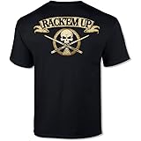 Billiards Skull Crossbones Badge Short Sleeve Tee Shirt