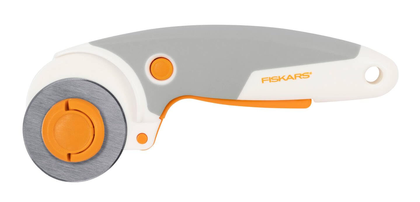 Fiskars titanium rotary cutter, rotary blade with trigger, right and left-handed, blade diameter: 45 mm, orange/white/grey, 1066041