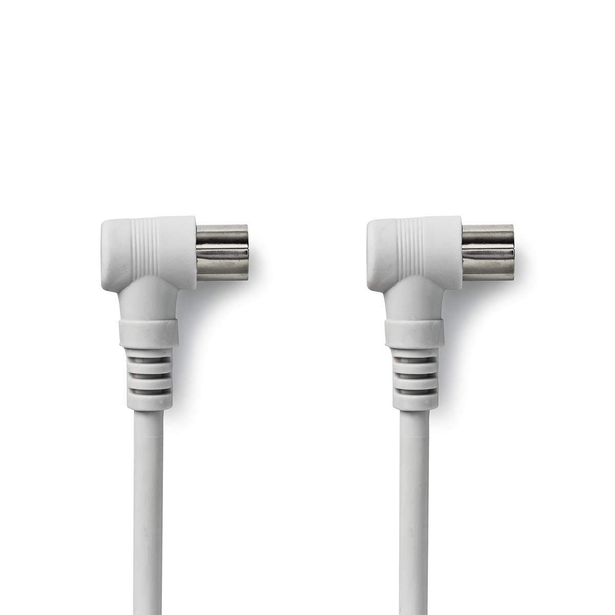 ConnectingU 90db 5m White Right Angled TV Aerial Cable Male to Male with Male to Male Coupler
