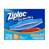 Ziploc Double Zipper Quart Freezer Bags, 216 Count (Pack of 2)...