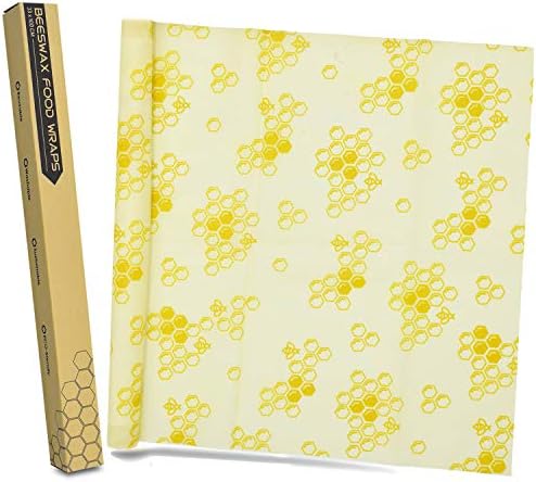 Beeswax Wraps, 13x39 inch Reusable Food Wraps, Zero Waste Cheese and Sandwich Wrappers, Alternative to Cling Film & Plastic - Hexagon