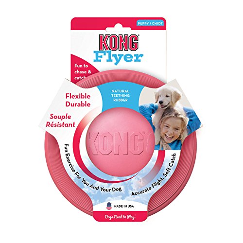 KONG Puppy Flyer - Soft Rubber Flyer Dog Toy - Flying Disc Dog Toy for Puppies - Gentle Rubber Toy for Growing Puppies - for Small Puppies - Randomly Provided Color