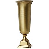 Serene Spaces Living 18-Inch Gold Pedestal Urn - Elegant Tapered Gold Vase for Flowers - Perfect as a Centerpiece for Home De