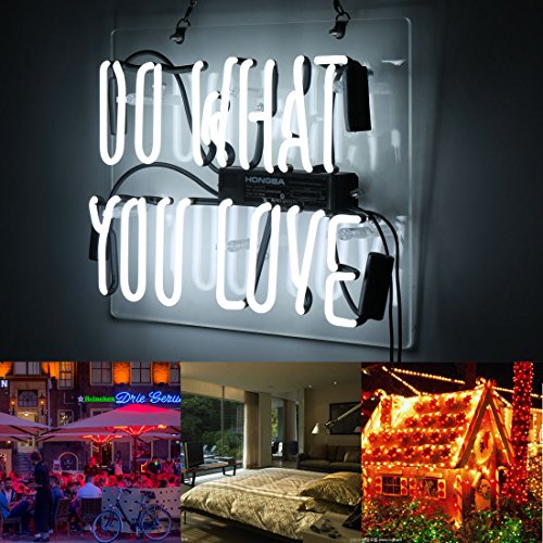 Do what you love Neon Light Sign White 14" x 9" Home Beer Bar Pub Recreation Room Lights Party Gift Windows Garage Wall Signs  - Thumbnail 6