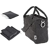 MoBaby Carrera, Chic Plush Diaper Bag Tote, Travel Accessories Included: Comfortable Baby Changing Mat & Essentials Clutch Pouch (Charcoal)