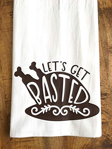 Funny Thanksgiving Kitchen Towel Lets Get Basted Friendsgiving - Thumbnail 3