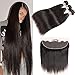 Pizazz Brazilian Straight Hair 3 Bundles With Closure 9A Unprocessed Virgin Human Hair Bundles with Closure (22 24 26+20)