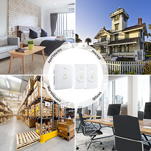 Wireless Door Bell, AVANTEK CW-21 Mini Waterproof Wireless Doorbell Operating at Over 1000 Feet, 2 Remote Buttons Can Have Different Tones, 52 Melodies, CD Quality Sound and LED Flash