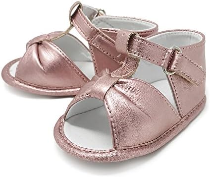 Frills Infant Toddlers Baby Boys and Girls Soft Soled Fringe Crib Shoes PU Sandals - Pink Bow (for Ages 0-6 Months/6 in Length)