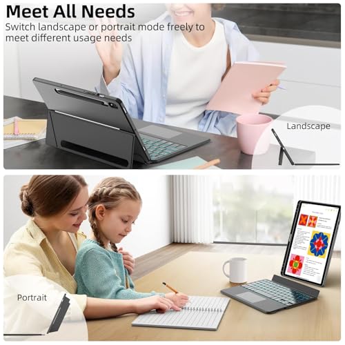 iXTRA Detachable Keyboard Case with Trackpad for Galaxy Tab S9 / S9 FE / S10 FE / S10 Lite 10.9"/11", Magnetic Galaxy Tab S9 Keyboard Case with Backlight, Adjustable Stand, Pencil Holder