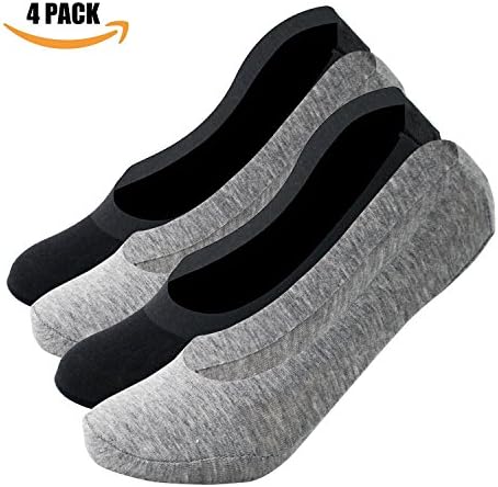 Artiff Women’s No Show Non Slip Hidden Socks 4 Pairs Black and Grey