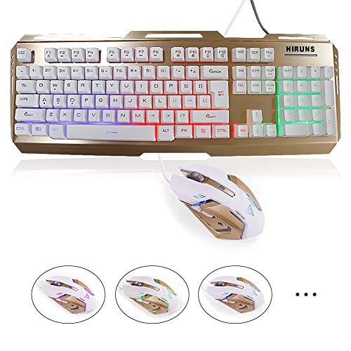 Gaming Keyboard Gaming Mouse Combo Rainbow LED Backlit Keyboard Mouse Set Mechanical Keyboard USB Wired Waterproof IPX6 Multimedia Keyboard Office Gaming