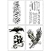 Playmax 8 Sheets of Stylish Waterproof Long Lasting Rocker Cool Evil Design Wolf Eagle Crow Skull Sword Winds Words Body Arms Shoulders Chest Back Temporary Tattoo Stickers for Teens Guys Boys Men