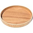 Super KD Wooden Serving Tray Decorative Round Tray Serve for Food Coffee or Tea (XLarge, Burlywood)