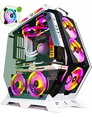 KEDIERS PC Case - ATX Tower Tempered Glass Gaming Computer Open Frame Case with 7 RGB Fans,C570