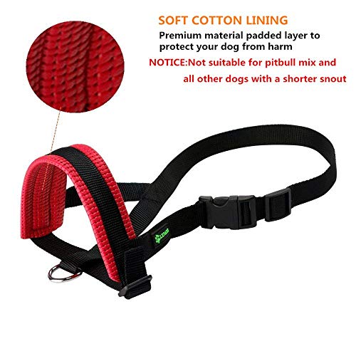 Nylon Dog Muzzle for Small,Medium,Large Dogs Prevent from Biting,Barking and Chewing,Adjustable Loop(S/Red)