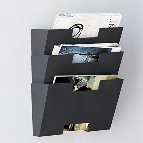 Magazine Holder Rack Black Steel Material Wall Mount 3 Sectional Modular Multi_use Display , Also Good for Literature, File and Folders