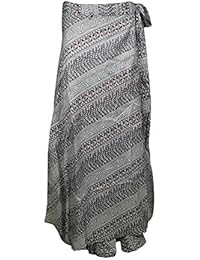 Womens Tie Wrap Rayon Printed Flowing Long Maxi Skirts S/M/L